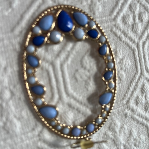 South Moon Under Blue Oval Dangle Earrings - Picture 4 of 5